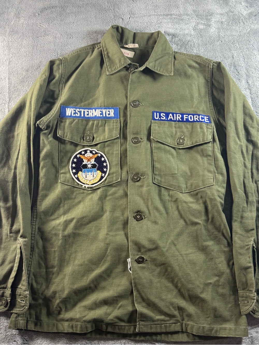 1965 USAF OG-107 Vietnam Era Shirt Air Force Academy Westermeyer 14.5x33